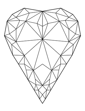 Elongated Polygonal Heart Coloring Page