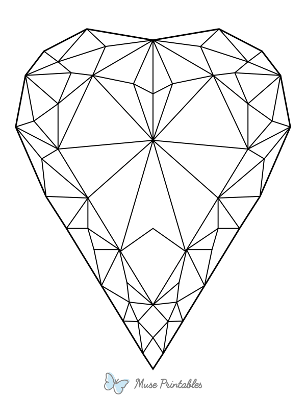 Elongated Polygonal Heart Coloring Page