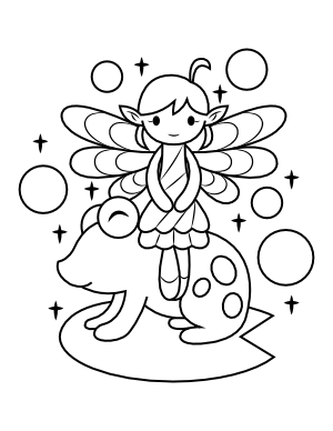 Fairy and Frog Coloring Page