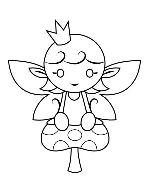 Fairy Sitting on Toadstool Coloring Page
