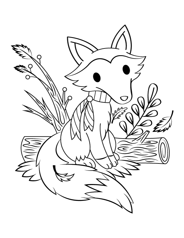 Download Printable Fall Fox Coloring Page