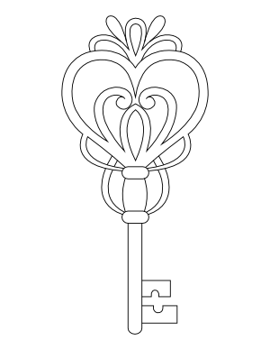 Fancy Heart Key Coloring Page