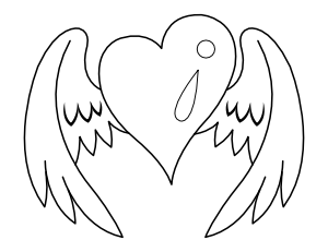 Fancy Winged Heart Coloring Page