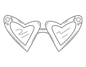 Fashionable Heart Glasses Coloring Page