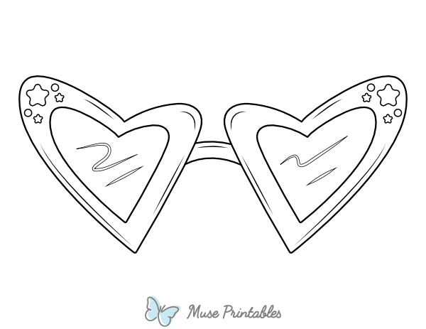 Fashionable Heart Glasses Coloring Page