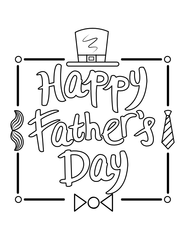 Father's Day Top Hat Coloring Page