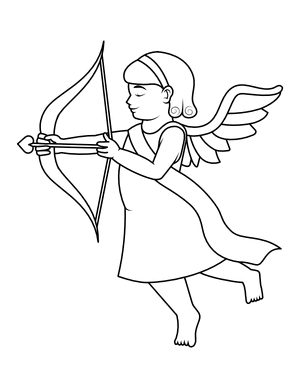 Female Cupid Firing Arrow Coloring Page