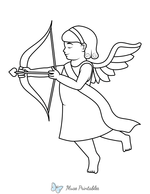 Female Cupid Firing Arrow Coloring Page