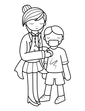 Female Doctor and Patient Coloring Page