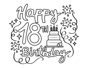 Festive 18th Birthday Coloring Page