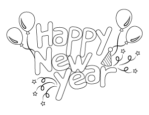 Festive Happy New Year Coloring Page