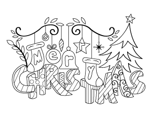 Festive Merry Christmas Coloring Page