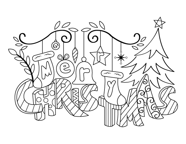 Festive Merry Christmas Coloring Page