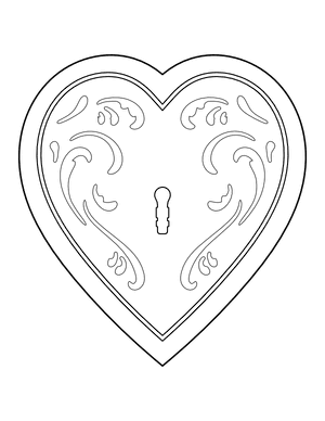 Filigree Heart Lock Coloring Page