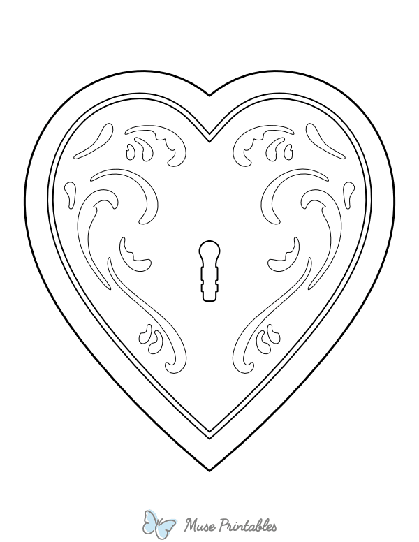 Filigree Heart Lock Coloring Page