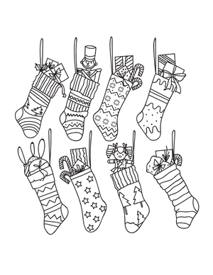 Filled Christmas Stockings Coloring Page