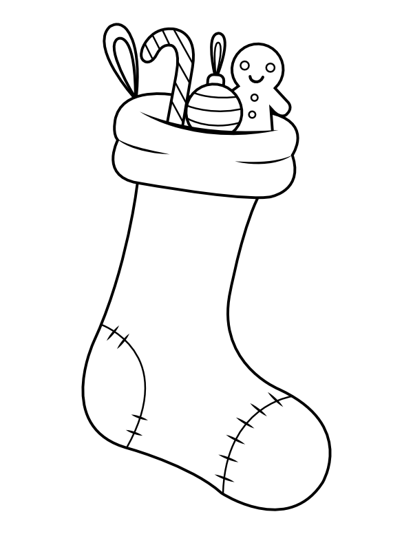Printable Filled Stocking Coloring Page