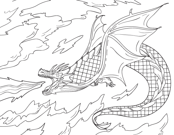Download Printable Fire Breathing Dragon Coloring Page