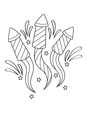 Fireworks And Stars Coloring Page