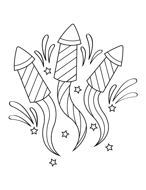 Fireworks And Stars Coloring Page