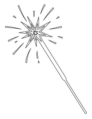 Fireworks Sparkler Coloring Page