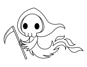 Floating Grim Reaper Coloring Page