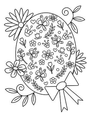 Floral Easter Egg Coloring Page