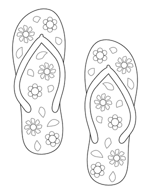 Floral Flip Flops Coloring Page