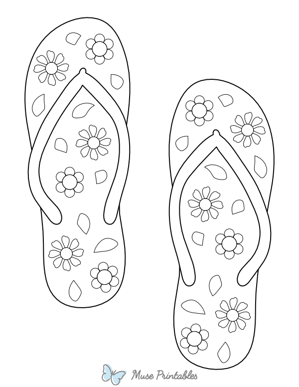 Floral Flip Flops Coloring Page