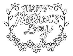 Floral Happy Mother's Day Coloring Page