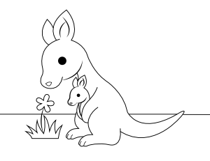 Flower And Kangaroos Coloring Page