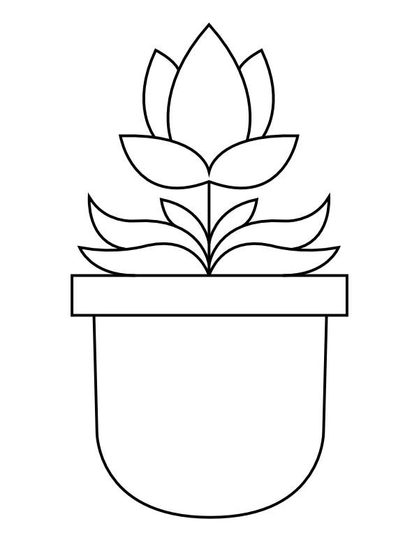 Flower In Pot Coloring Page
