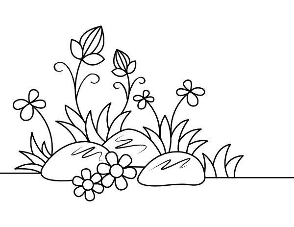 Flowers and Rocks Coloring Page