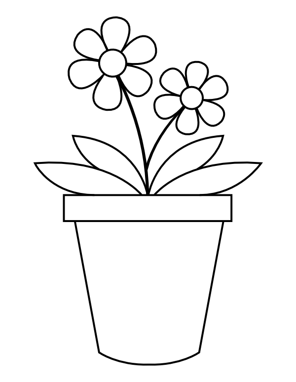 Flowers In Pot Coloring Page