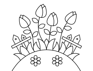 Flowers On a Hill Coloring Page