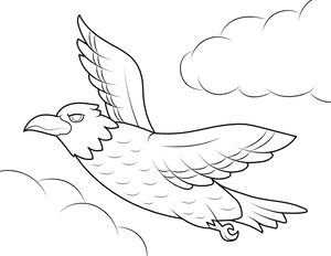 Flying Cartoon Eagle Coloring Page
