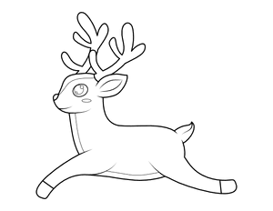 Flying Cartoon Reindeer Coloring Page