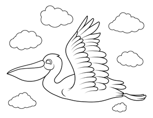 Flying Pelican Coloring Page