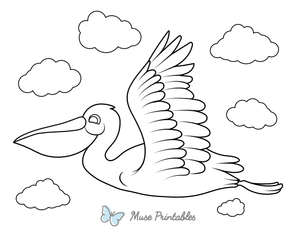 Flying Pelican Coloring Page