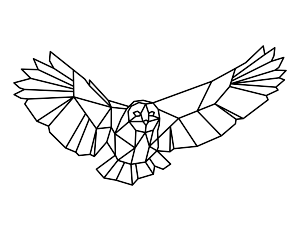 Flying Polygonal Owl Coloring Page
