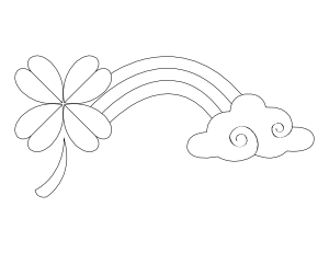Four Leaf Clover And Rainbow Coloring Page