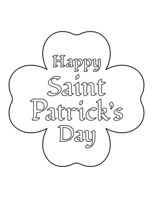 Four Leaf Clover Happy Saint Patrick's Day Coloring Page