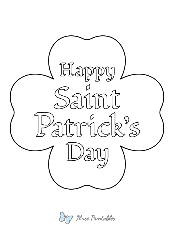 Four Leaf Clover Happy Saint Patrick's Day Coloring Page