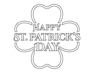 Four Leaf Clover Happy St. Patrick's Day Coloring Page