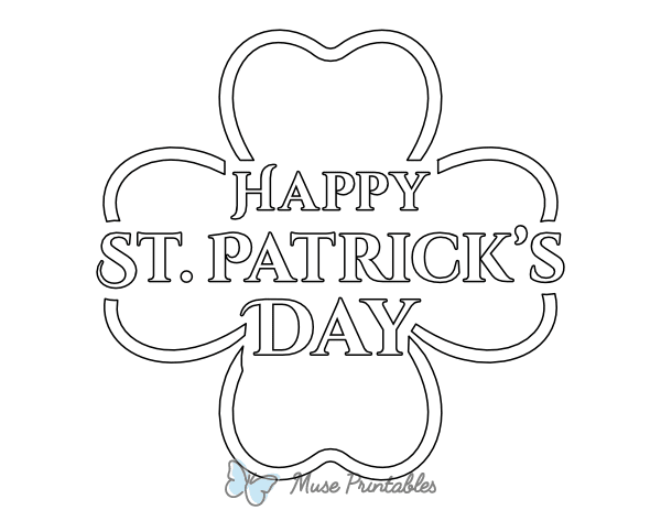 Four Leaf Clover Happy St. Patrick's Day Coloring Page