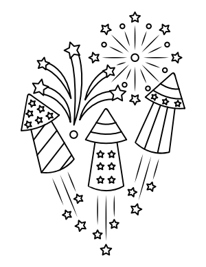 Fourth Of July Fireworks Coloring Page