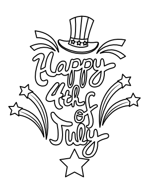 Fourth Of July Hat And Stars Coloring Page