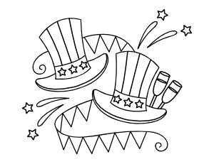 Fourth Of July Hats Coloring Page