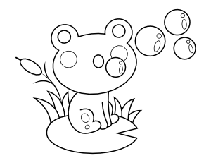 Frog and Bubbles Coloring Page