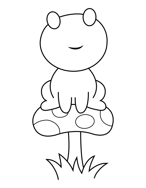 Frog and Toadstool Coloring Page